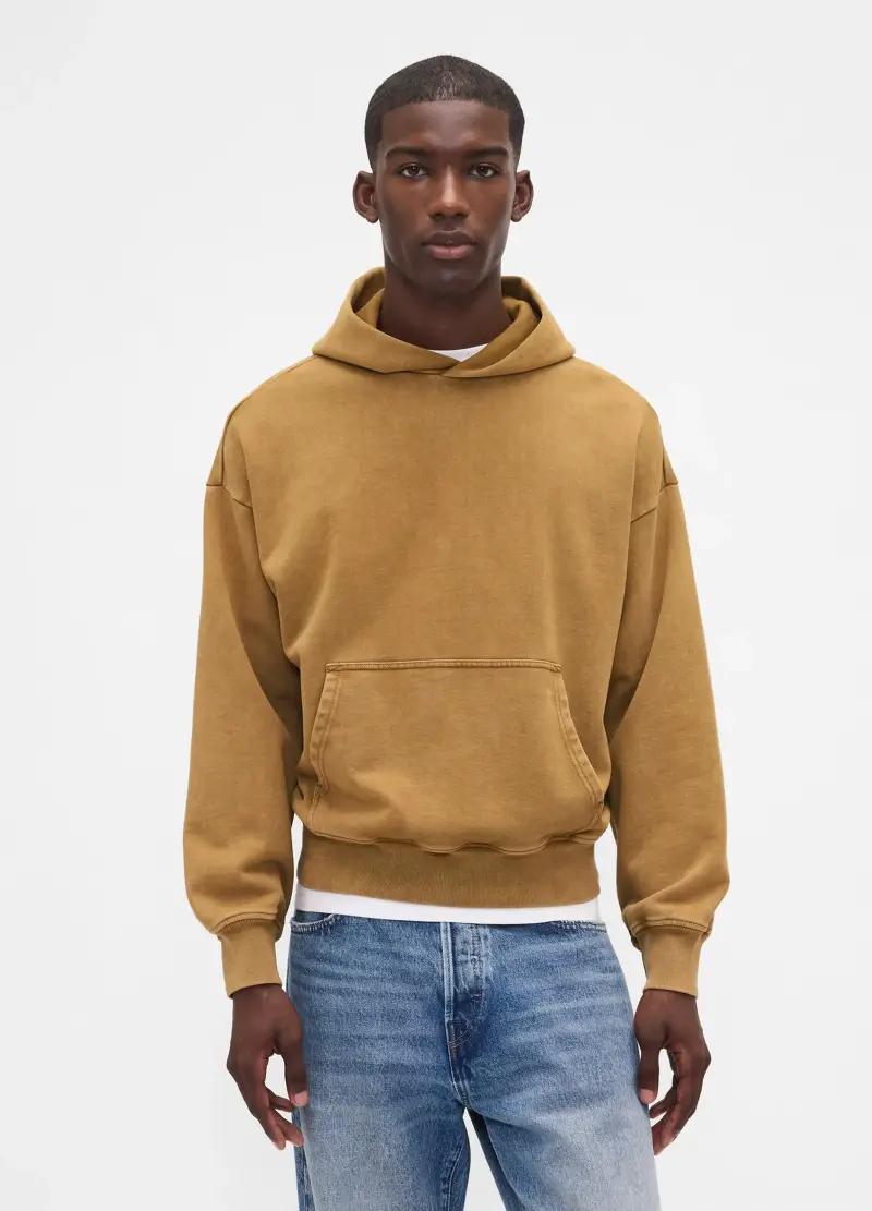 GAP Felpa Marrone Con Cappuccio, Uomo, Beige