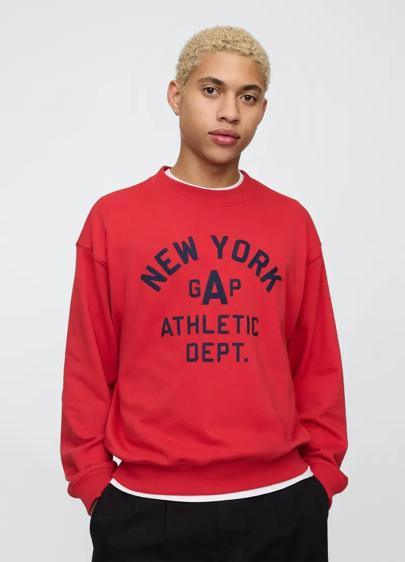 GAP Felpa Rossa Con Stampa E New York, Uomo, Rosso