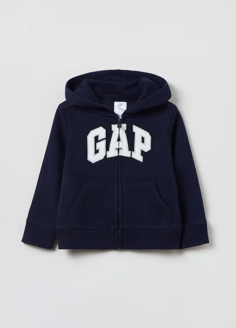 GAP Full-zip con cappuccio e patch logo, Blu scuro, -18M