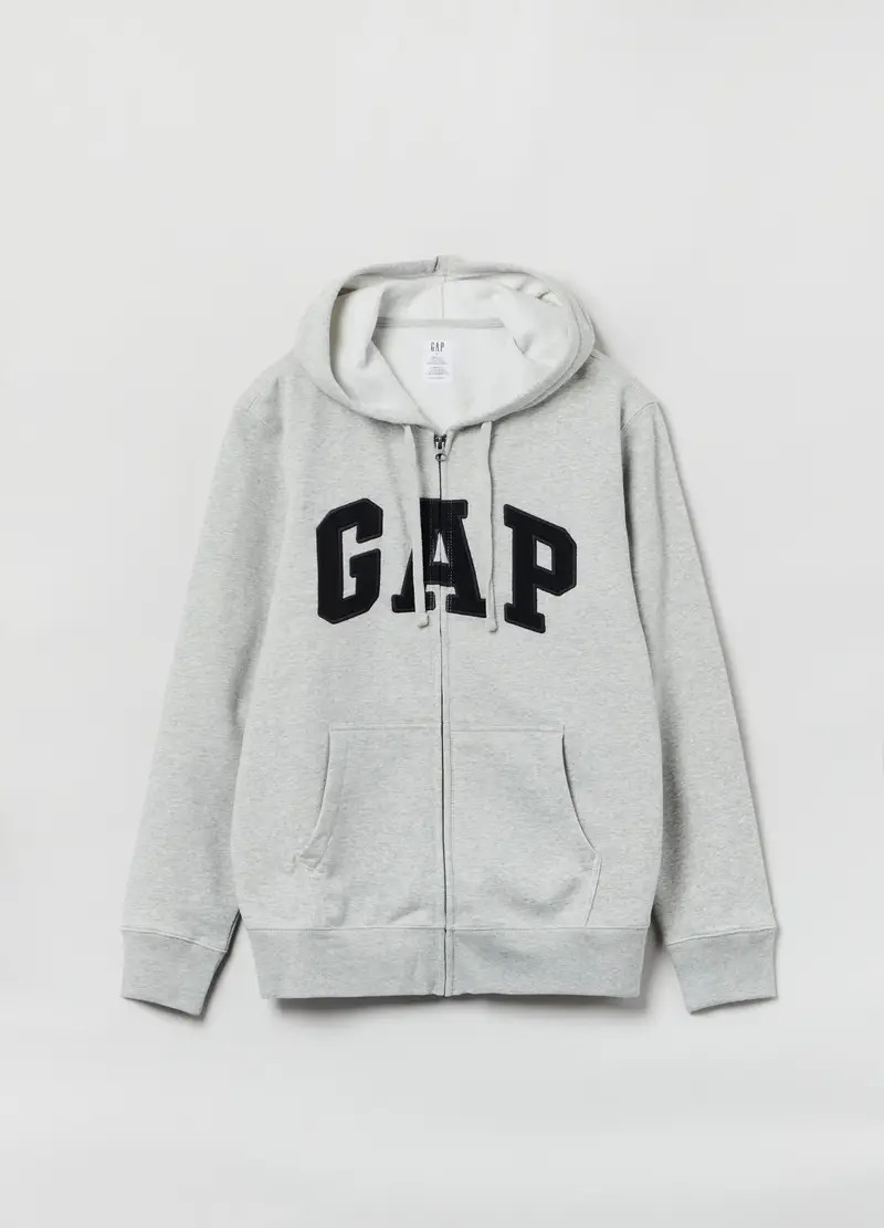 GAP Full-zip con cappuccio e patch logo,, Grigio chiaro melange