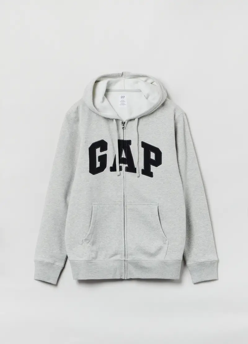 GAP Full-zip Con Cappuccio E Patch Logo, Uomo, Grigio