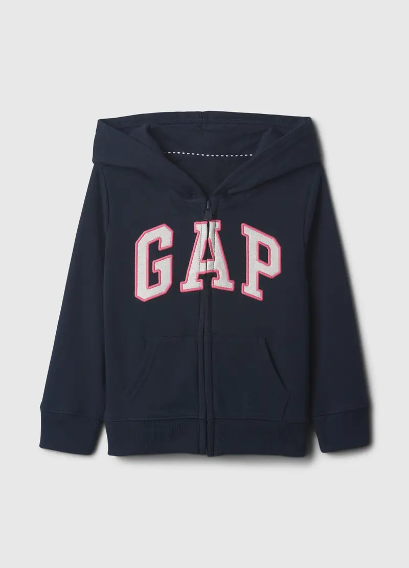 GAP Full-zip con cappuccio e ricamo logo, Blu scuro, Taglia 6-12M