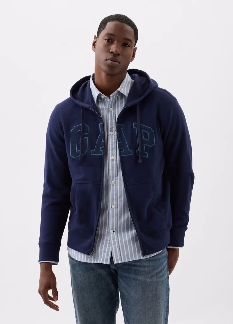 GAP Full-zip In Felpa Con Ricamo Logo, Uomo, Blu