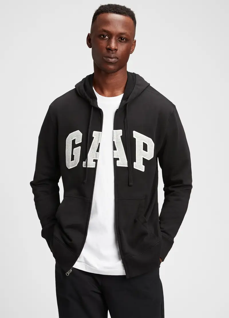 GAP Full-zip In French Terry Con Cappuccio, Uomo, Nero