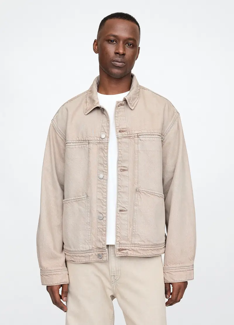 GAP Giacca Denim Beige, Uomo, Beige