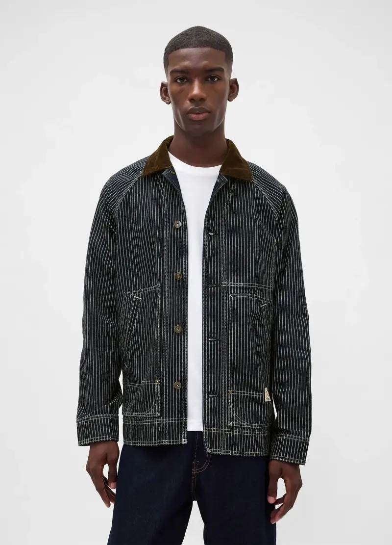 GAP Giacca Marrone In Cotone A Righe, Uomo, Nero