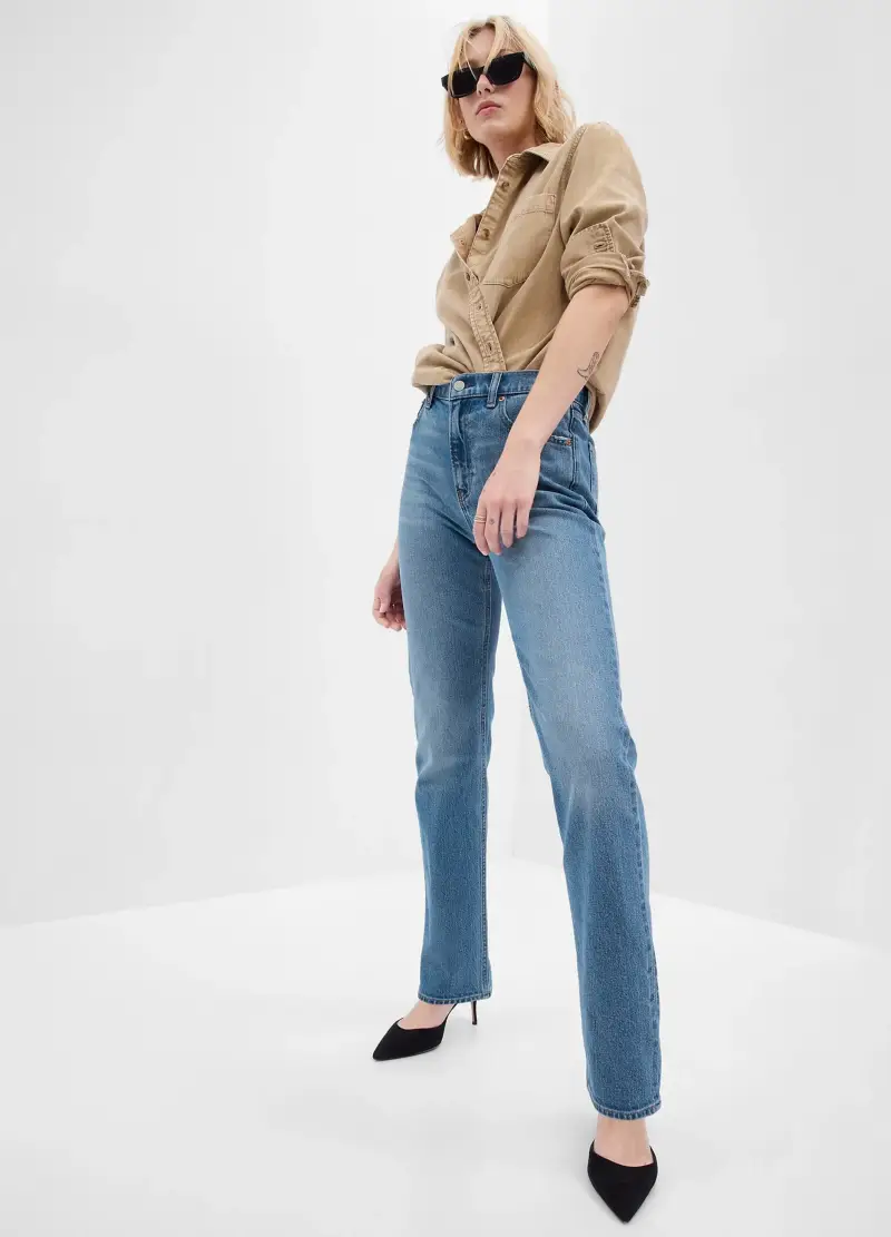 GAP Jeans Straight Fit A Vita Alta, Donna, Denim