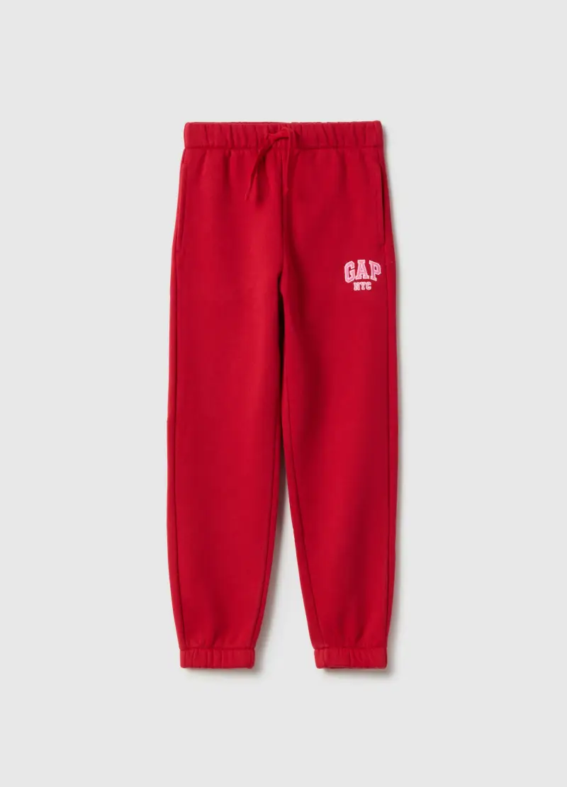 GAP Joggers rossi da bambina in misto cotone regular fit con logo, Bambina, Rosso fragola