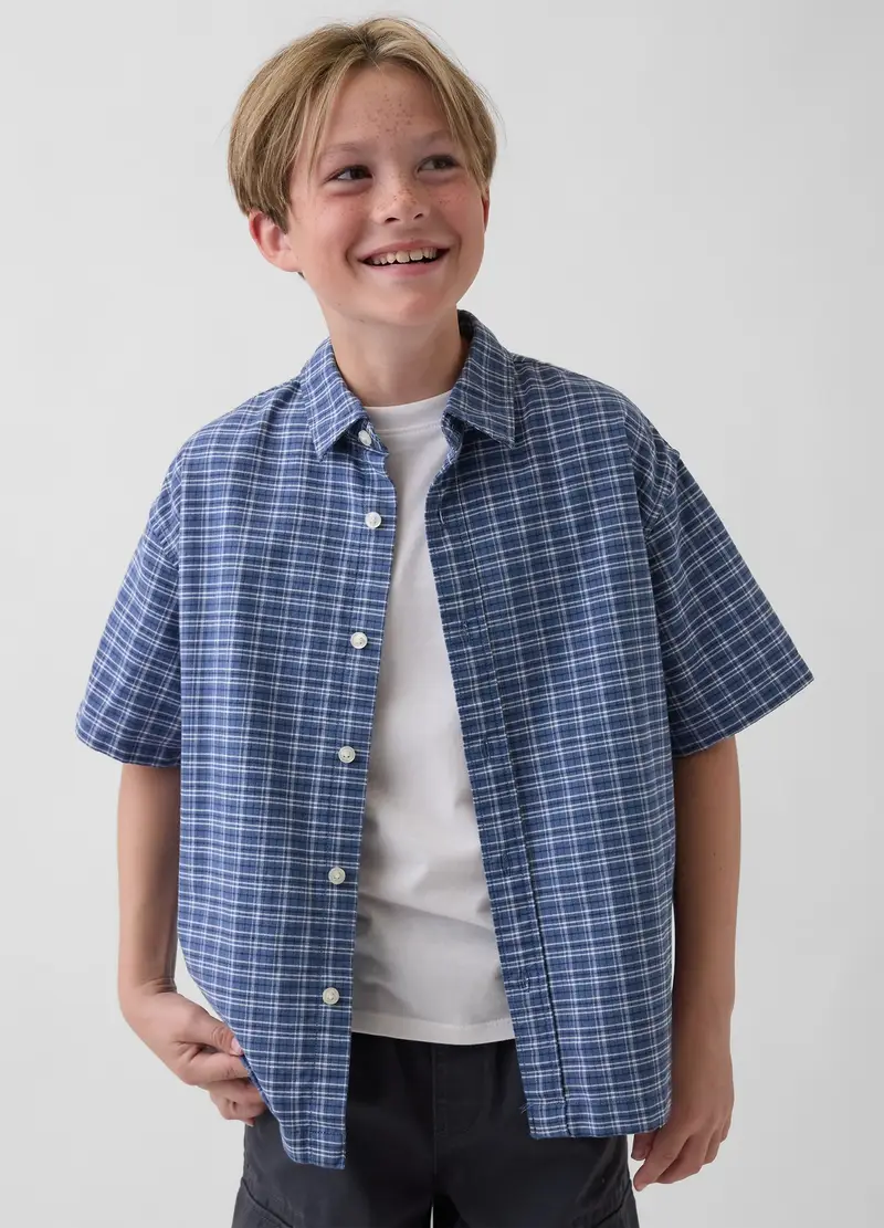 GAP KIDS Camicia In Cotone Elasticizzato A Quadri Multicolor Da Bambino, Multicolor