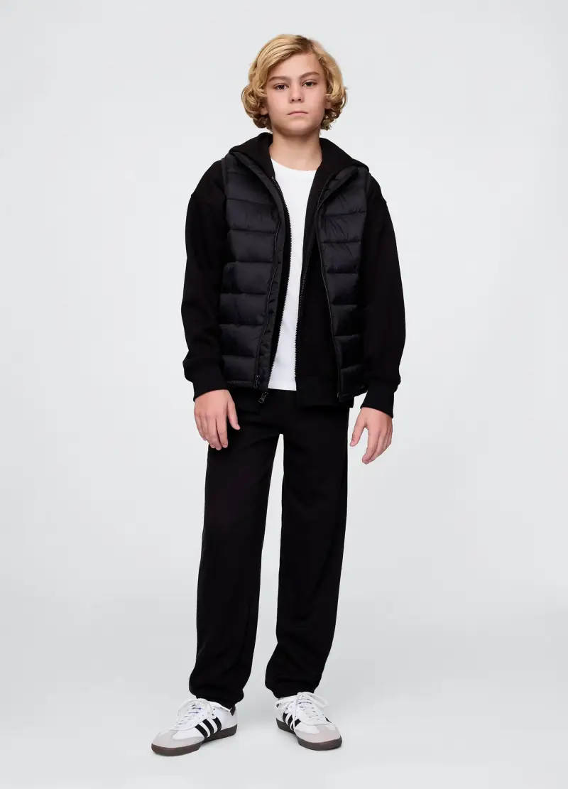 GAP KIDS Pantaloni Jogger In Misto Cotone Nero Da Bambino Regular Fit, Nero