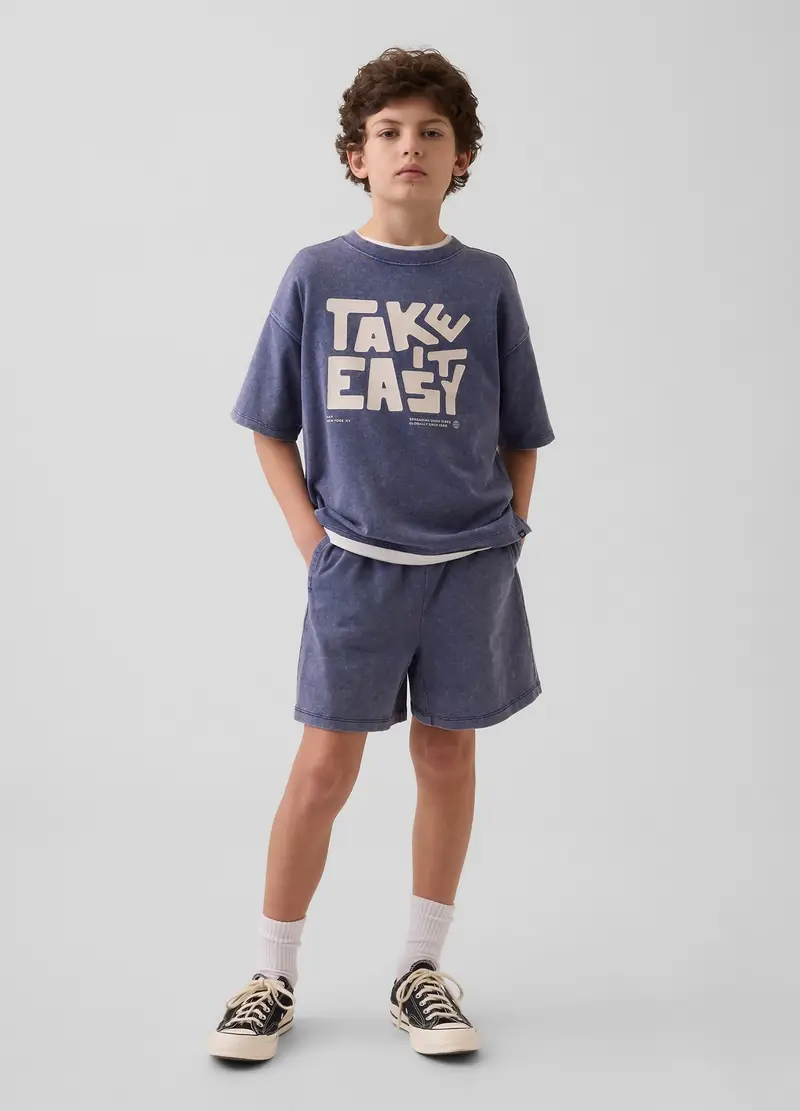 GAP KIDS Shorts In Puro Cotone Blu Da Bambino Con Vita Elasticizzata, Blu