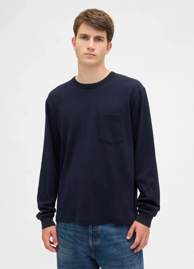 GAP Maglia A Maniche Lunghe, Uomo, Blu