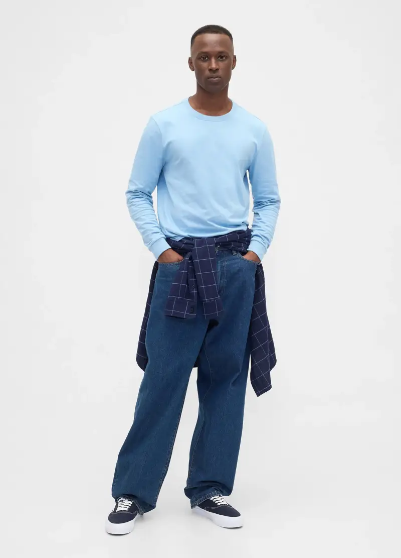 GAP Maglia azzurra a maniche lunghe in cotone,, Blu avio