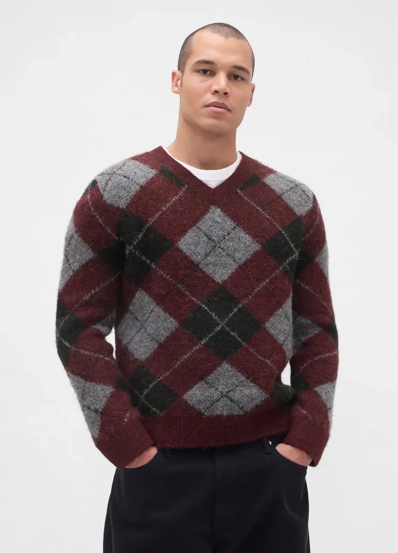 GAP Maglione Cashsoft A Rombi In Misto Lana E Alpaca, Uomo, Rosso