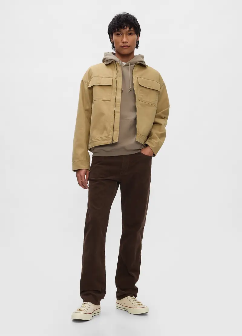 GAP Pantalone Straight Fit In Corduroy Stretch, Uomo, Marrone