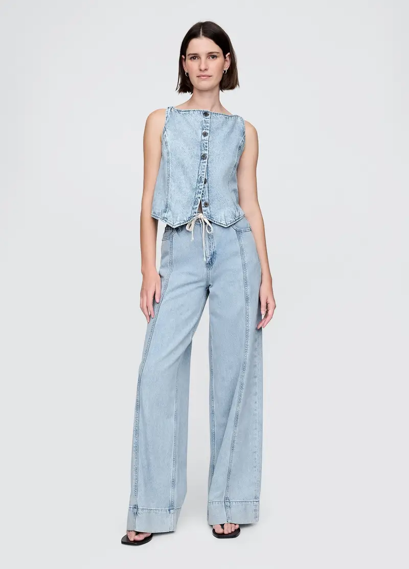 GAP Pantaloni Ampi In Denim Chiaro, Donna, Denim, REGULAR