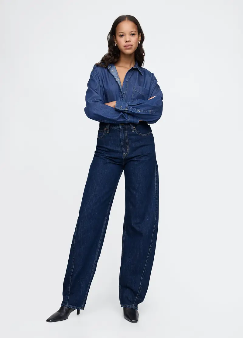 GAP Pantaloni In Cotone, Donna, Blu