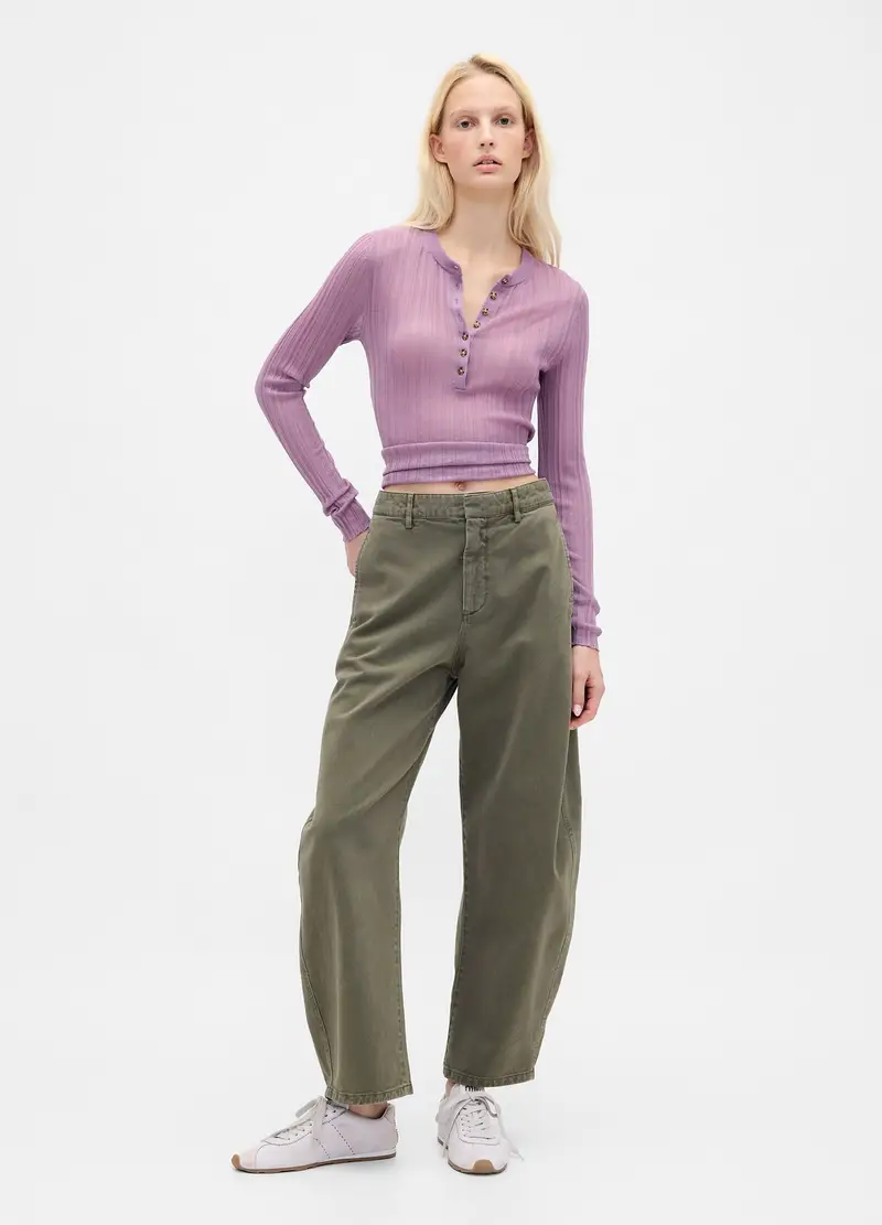 GAP Pantaloni In Cotone, Donna, Verde