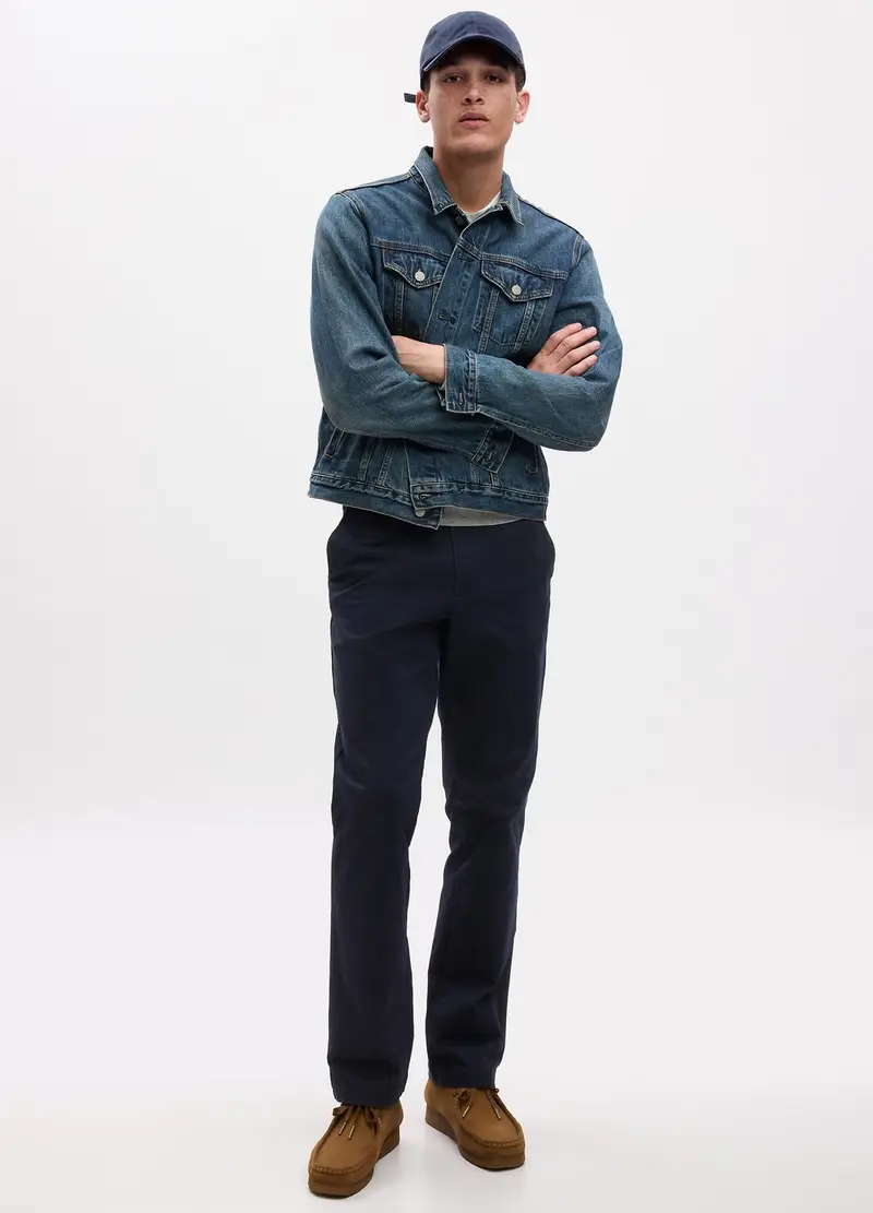 GAP Pantaloni Straight Fit In Cotone Stretch, Uomo, Blu, x