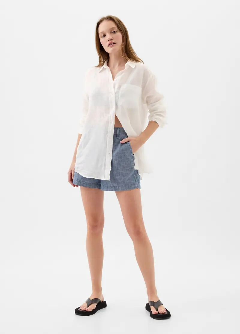 GAP Shorts in cotone chambray,, Blu chambray