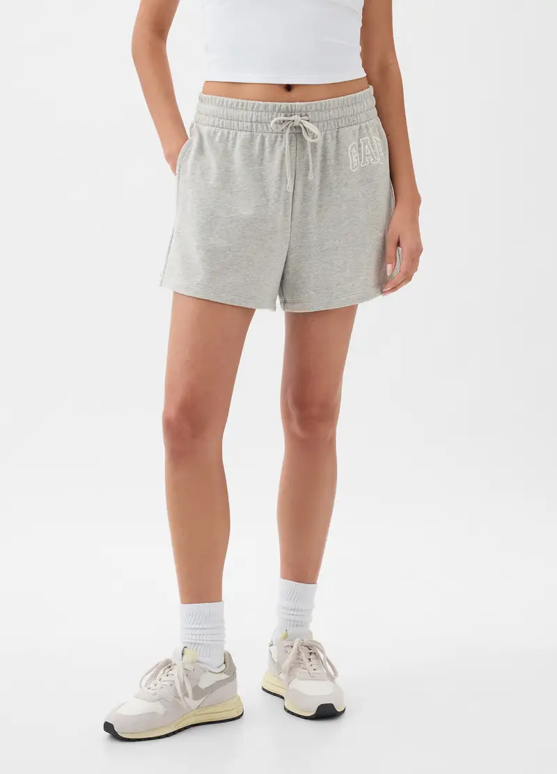 GAP Shorts in French Terry con ricamo logo,, Grigio chiaro melange
