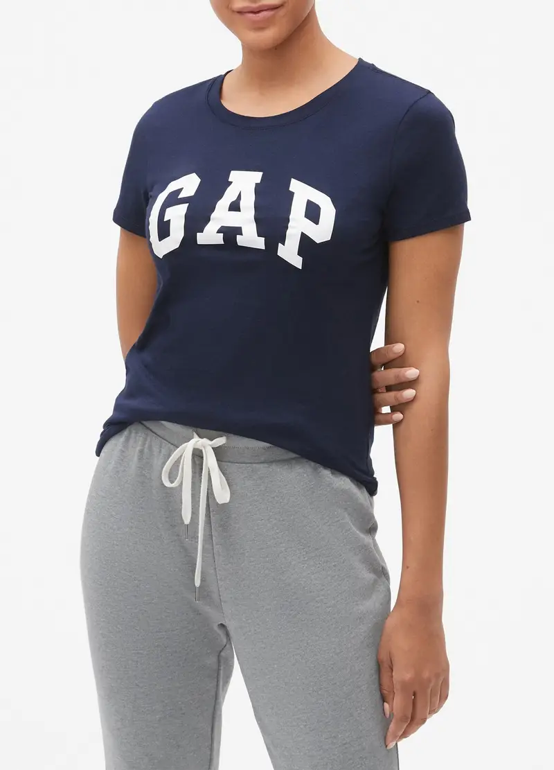 GAP T-shirt Girocollo Con Logo, Donna, Blu