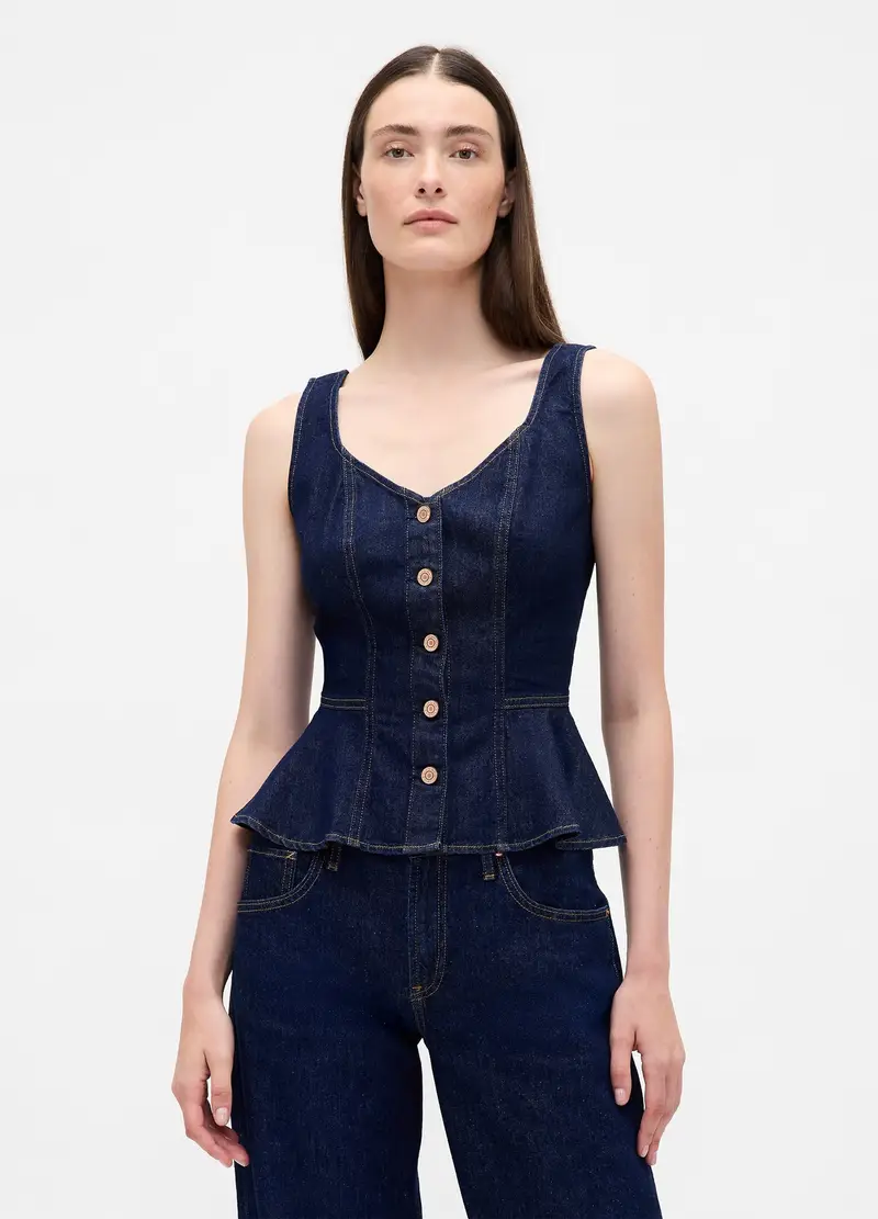 GAP Tank Top In Denim, Donna, Denim