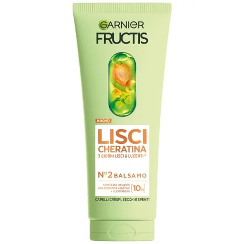 Garnier Fructis Balsamo, Per Capelli Lisci e Lucenti a Lungo, Effetto Anti-Crespo, Trattamento Lisciante alla Cheratina