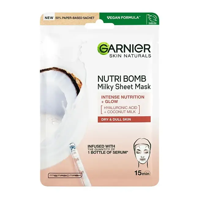 Garnier Maschera Viso In Tessuto Con Latte Di Cocco Per Pelli Secche Skin Naturale Ls (Maschera In Tessuto Lattiginoso) 28 G