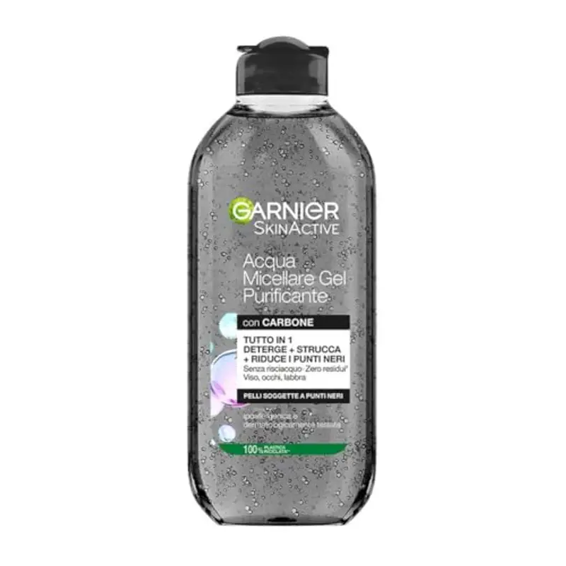 Garnier SkinActive Acqua Micellare Gel Purificante con Carbone, Detergente e Opacizzante, Per Tutti i Tipi di Pelle