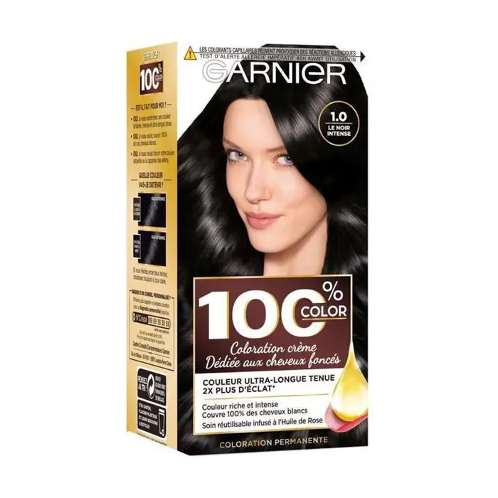 Garnier Tinta 100% Color Cream Hair Dye for Dark Hair - 1 0 Le Noir I Nero