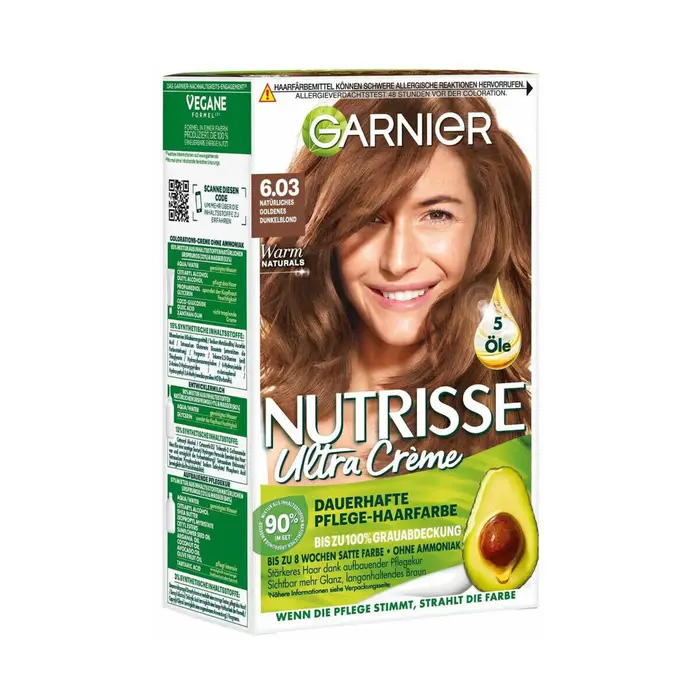 Garnier Tinta Nutrisse Ultra Cream Permanent Hair Color - 6 03 Blond Marrone
