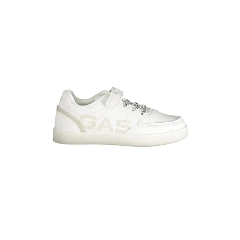 Gas Scarpe Sportive Bambino Bianche con Lacci Elastici e Strap Bianco