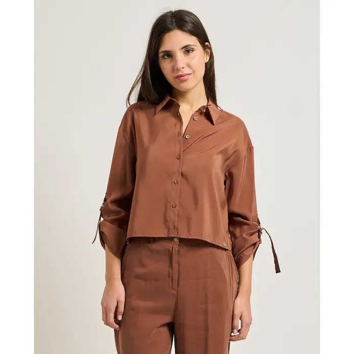Gaudi Camicia Camicia donna maniche a tre quarti Marrone