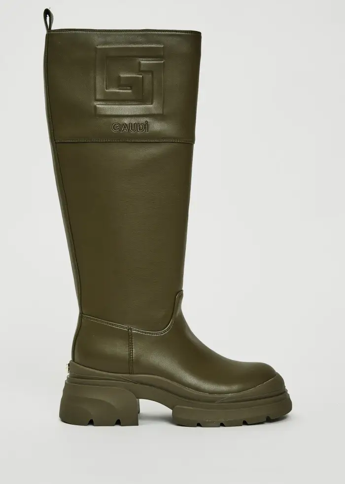 Gaudì Fashion Stivale verde militare con logo in rilievo Multicolore