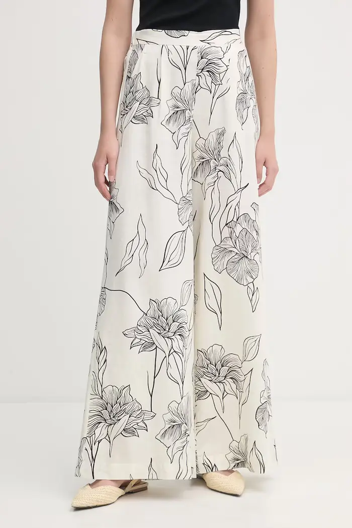 Gaudi pantaloni palazzo da donna con lino Beige