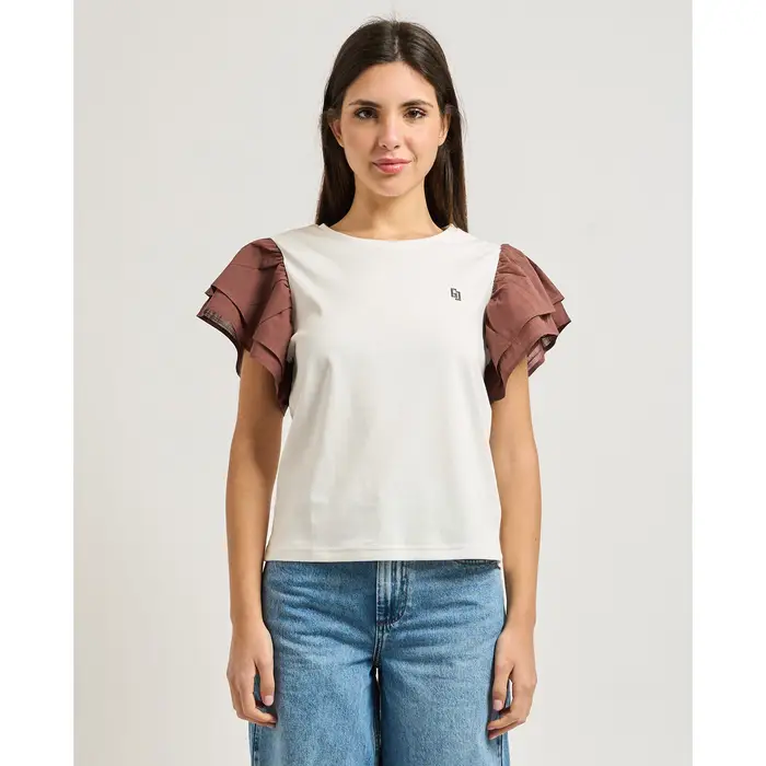 Gaudi T-shirt T-shirt donna con maniche in mussola Bianco