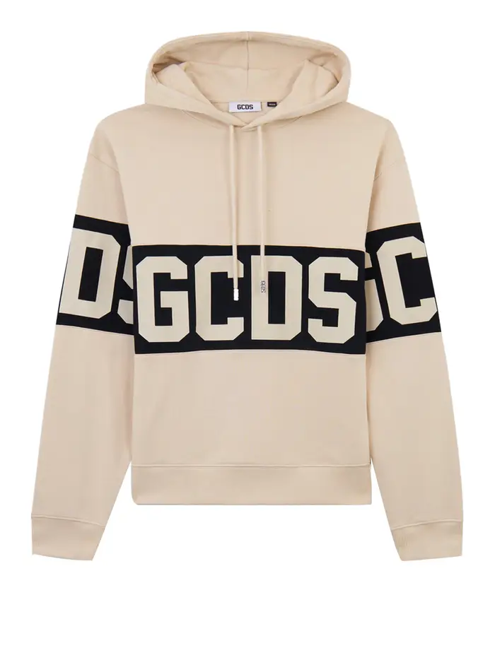 felpa cappuccio gcds da uomo - beige
