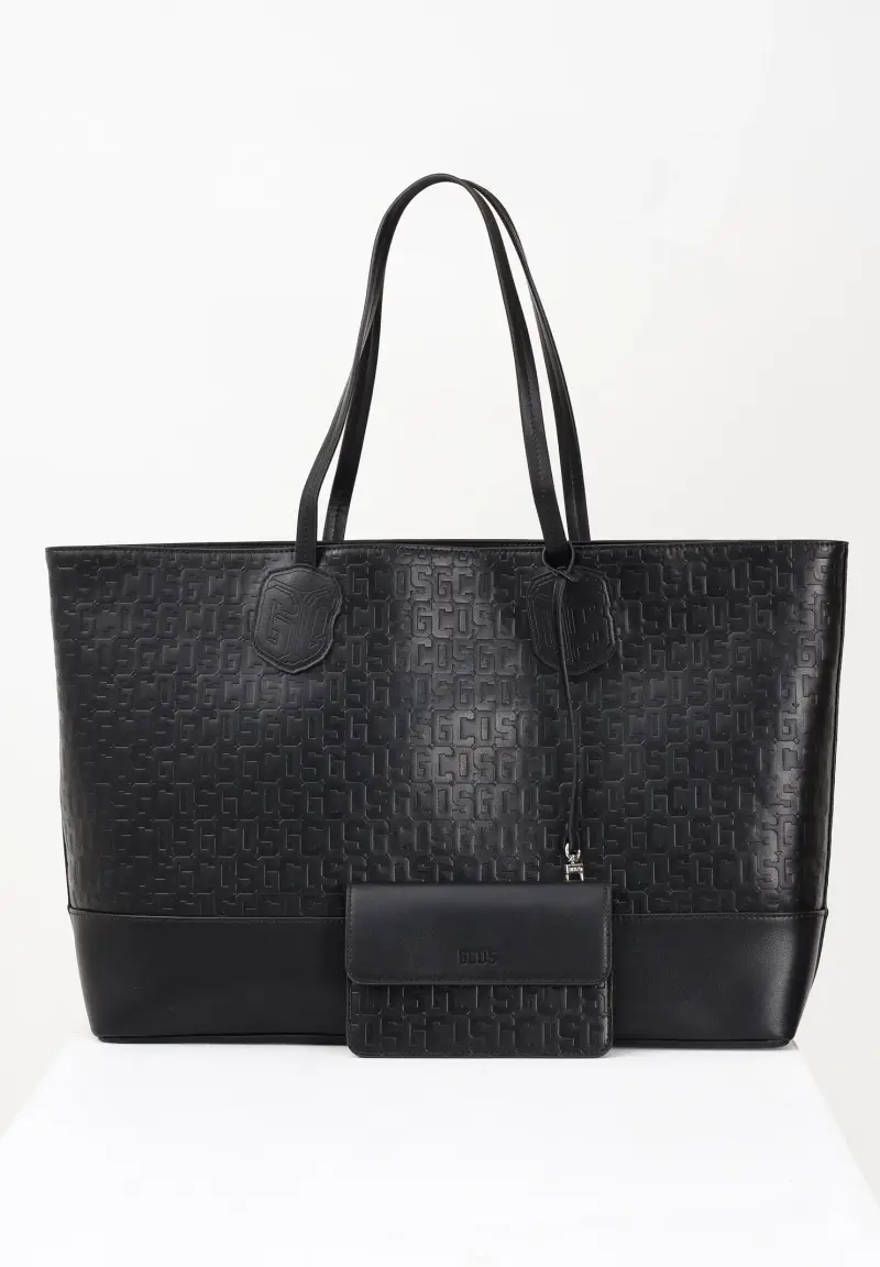 GCDS Shopper nera da donna con pattern logo