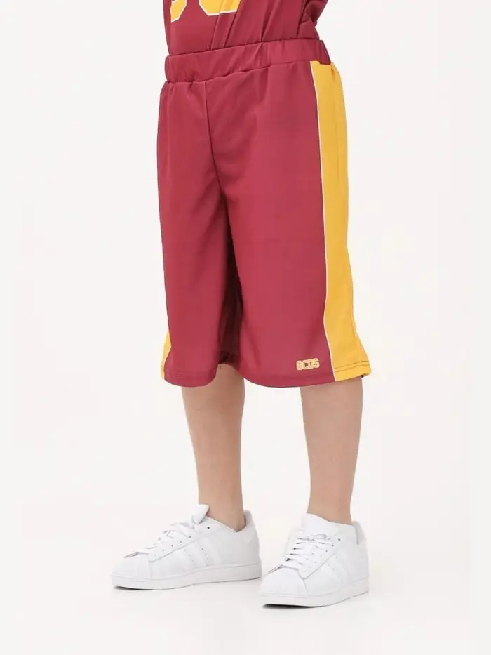 Gcds shorts bordeaux bambino unisex con logo