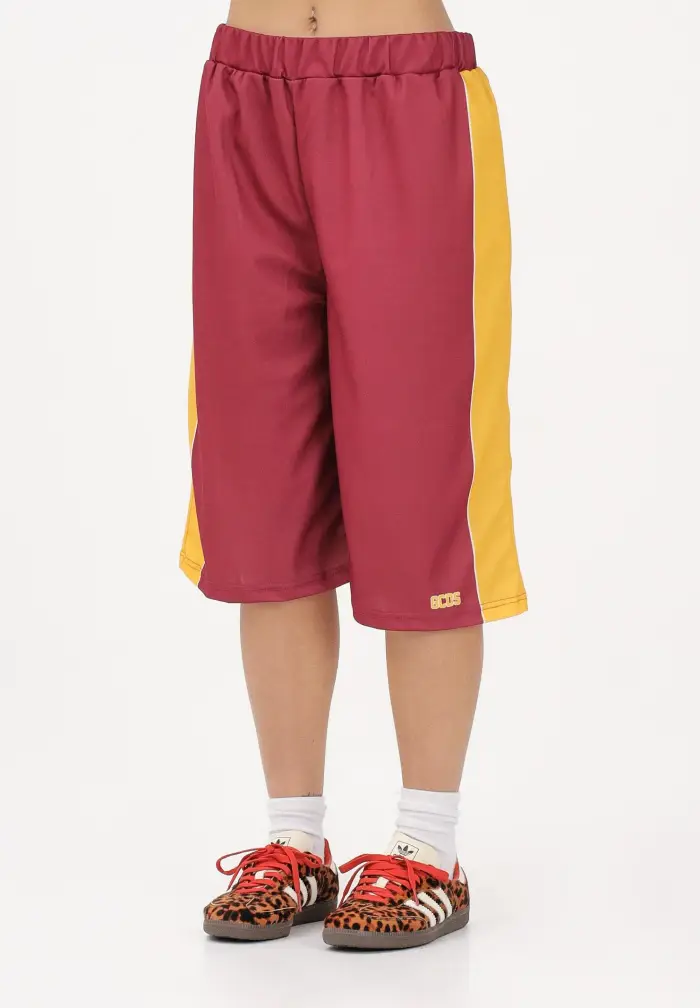 Shorts bordeaux per donna, ragazzi e bambini con logo