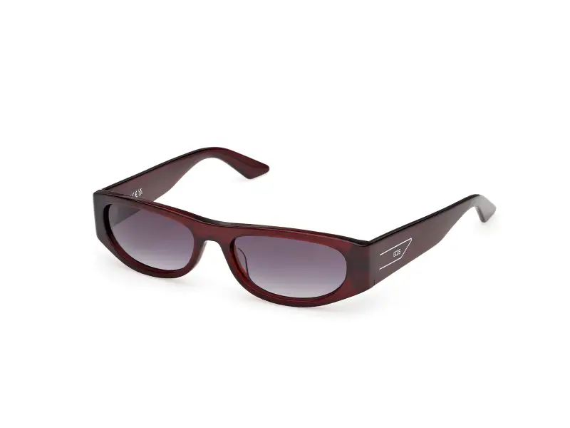 GCDS Unisex GD0070 69B Occhiali da sole Acetato Bordeaux Fumo Rotonda Normale