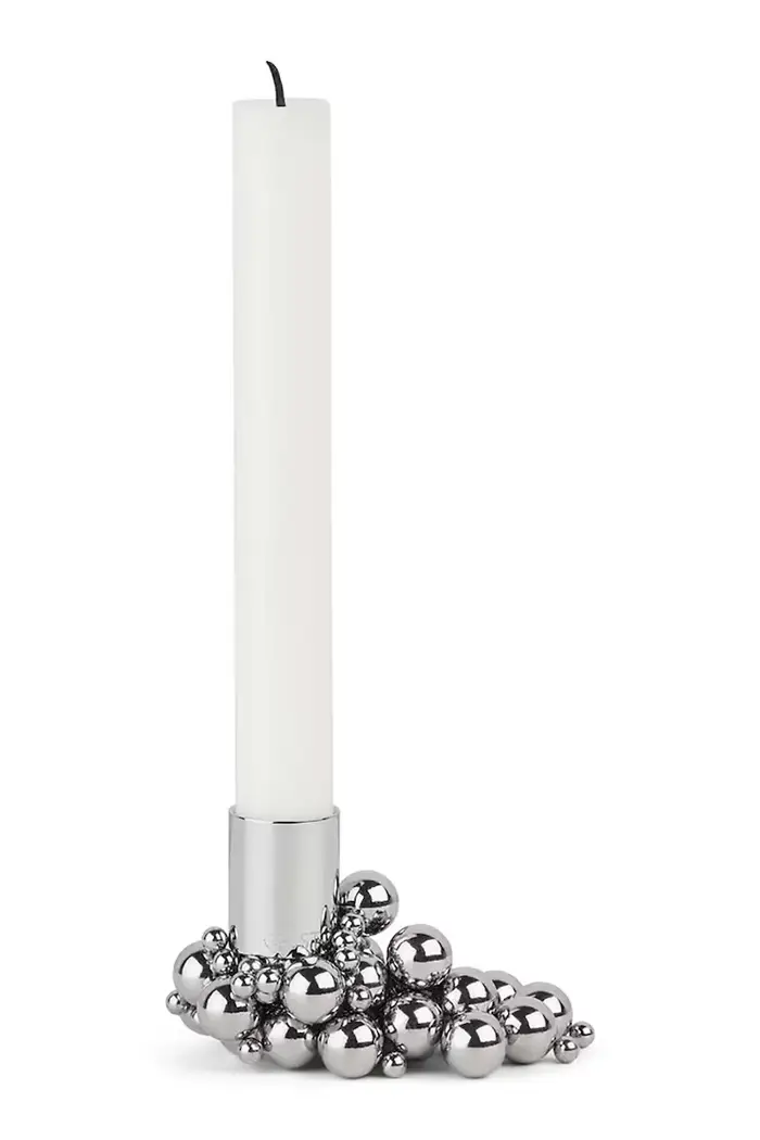 portacandele in acciaio 2 x 3,3 cm Grigio