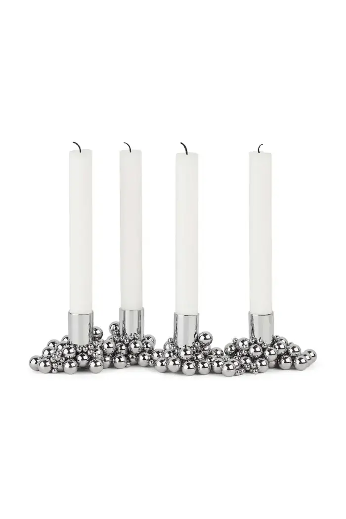 portacandele in acciaio Grigio