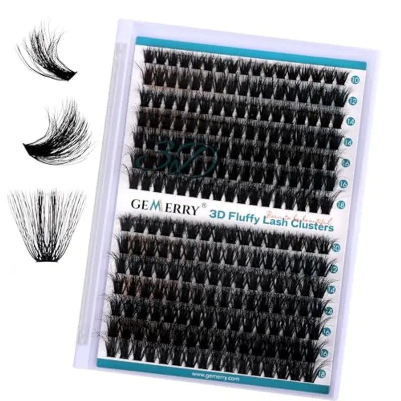 GEMERRY 3D Effect Ciglia Finte 80D/100D Cluster Volume Russo 10-18mm mix 0.07 mm D Curl Fai Da Te a Casa per Principianti Individuali