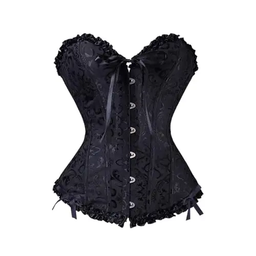 Generico Corsetto Donna Nero Elegante, Corsetto Stringivita, Bustino Shapewear Lingerie, Corpetto in Pizzo Push Up per