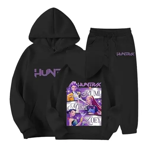 Generico K-Pop Hunters Tuta Ragazze 2-13 Anni Anime Huntrix K-p-o-p Tute da Sportiva Tracksuit Y2K Streetwear per