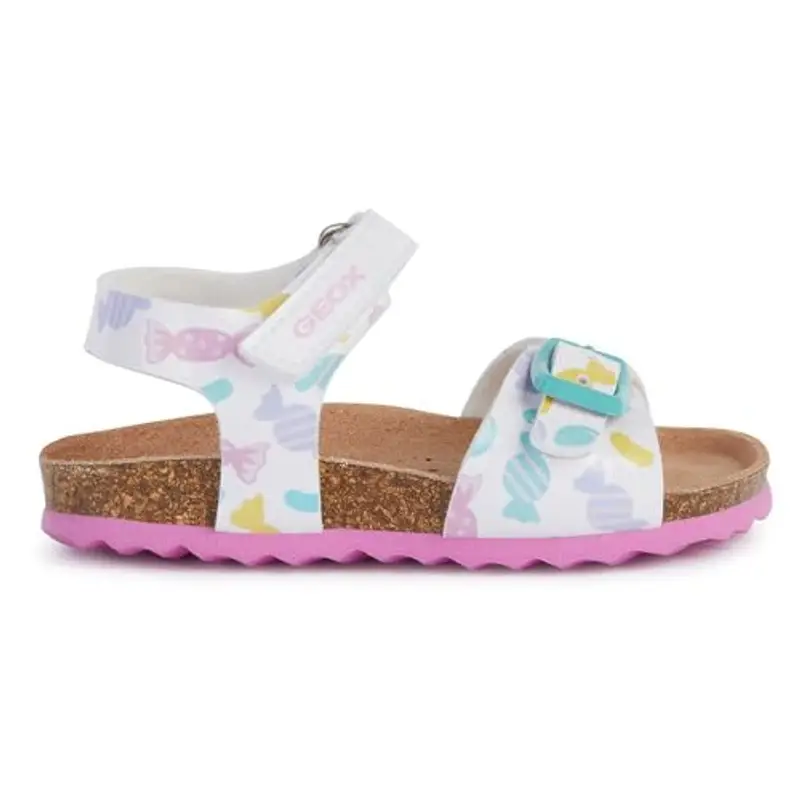 Geox B Sandal Chalki Girl, Bambina, Bianco/Multicolore, 26 EU