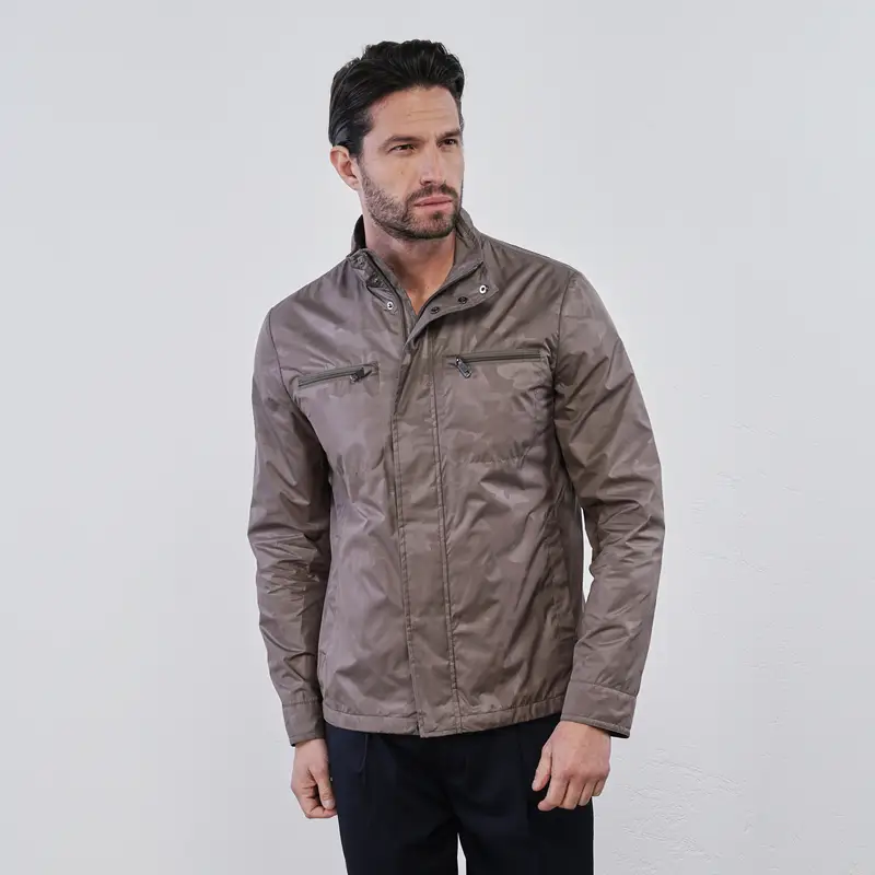 GEOX Giacca marrone da uomo con zip e doppia tasca