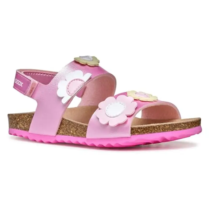 Geox J Adriel Girl D, Sandalo, Dk Pink/Lt Yellow, 31 EU